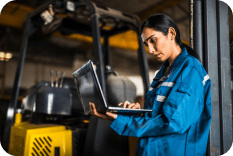 women engineer working on laptop