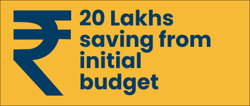 20 lakh saving from the initial budget. 