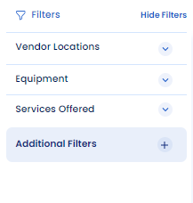 Advanced filters - for finding pressure vessel vendor.