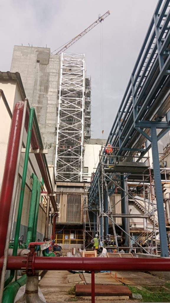 Galvanized Steel Fire Escape being installed at Nestle